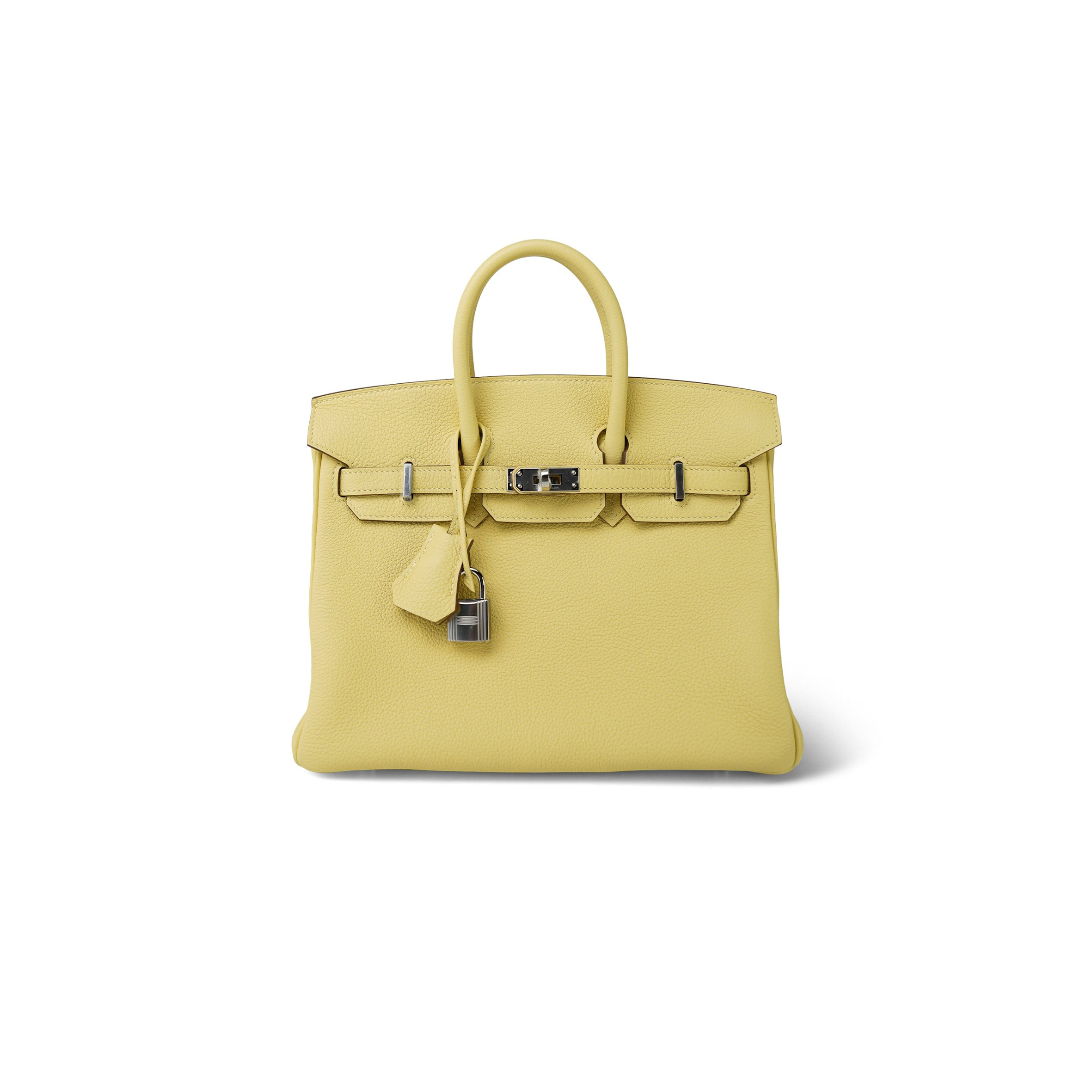 HERMES BIRKIN 25 TOGO LEATHER LEMON YELLOW SILVER BUCKLE BAG H028369CK1Z (25*20*13cm)